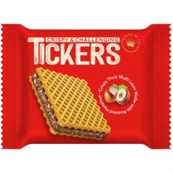 ویفر کرم دار کاکائویی فندقی باتکه های فندق تیکرز 22 گرمی